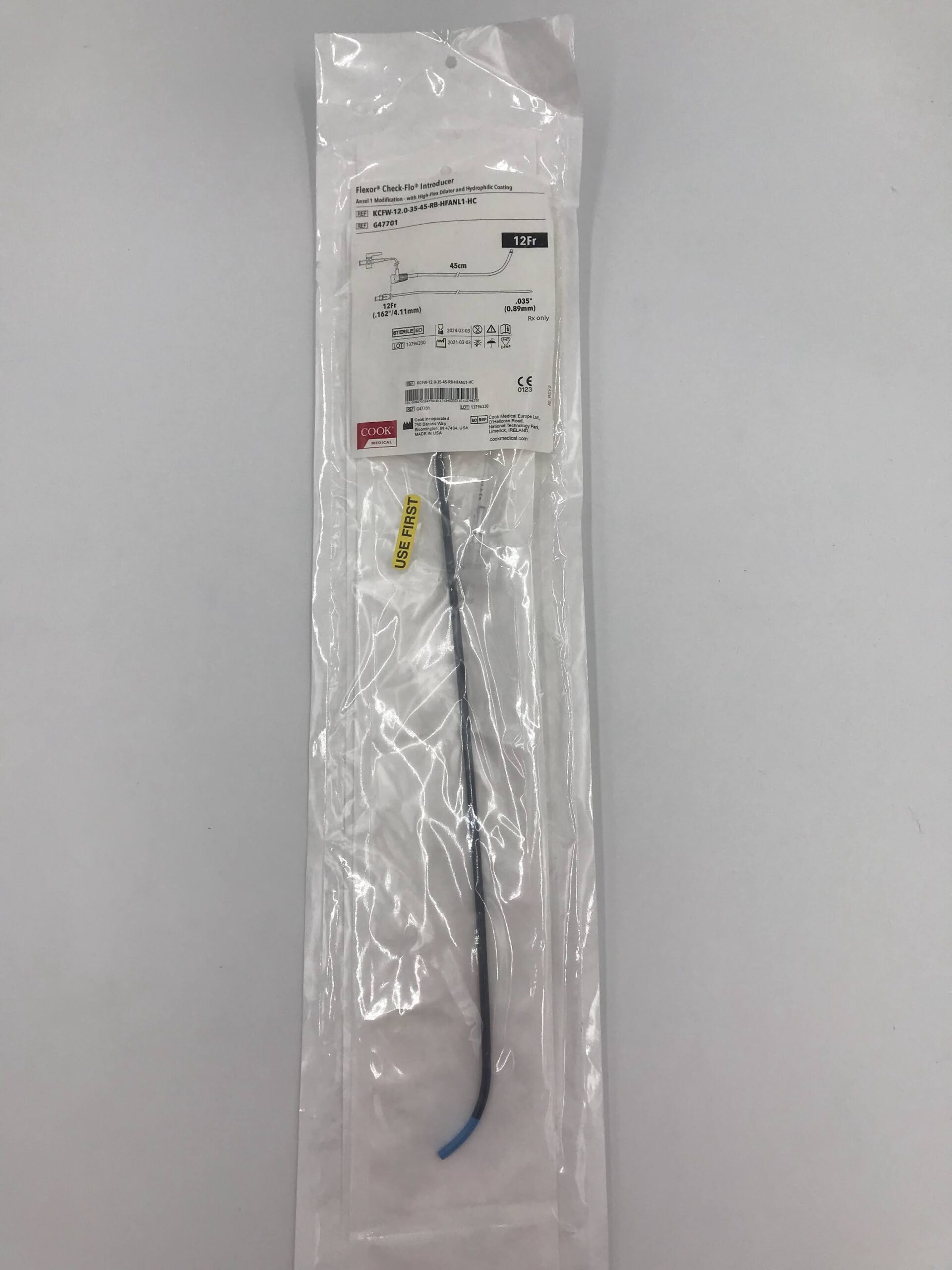 COOK G47701 FLEXOR CHECK-FLO INTRODUCER SET 12FR / 45CM / 0.035"(X)