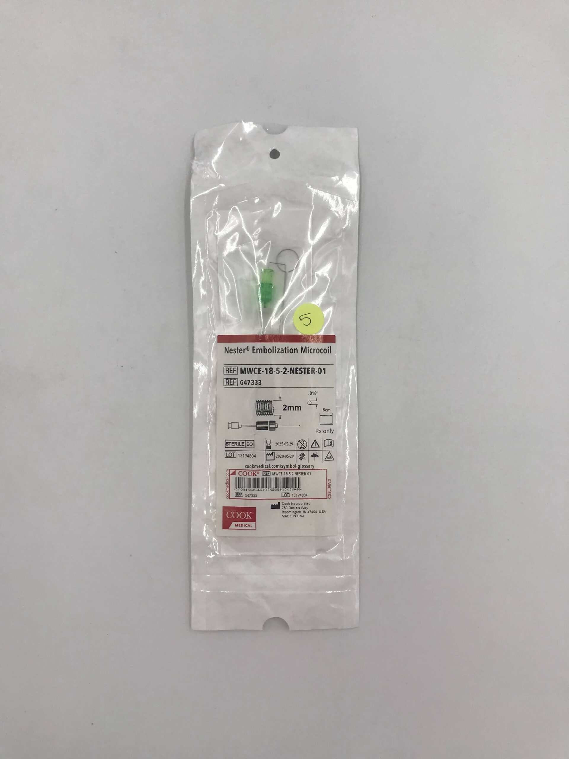 COOK G47333 NESTER EMBOLIZATION COIL 2MM /5CM. 0.018" DIAM. (X)