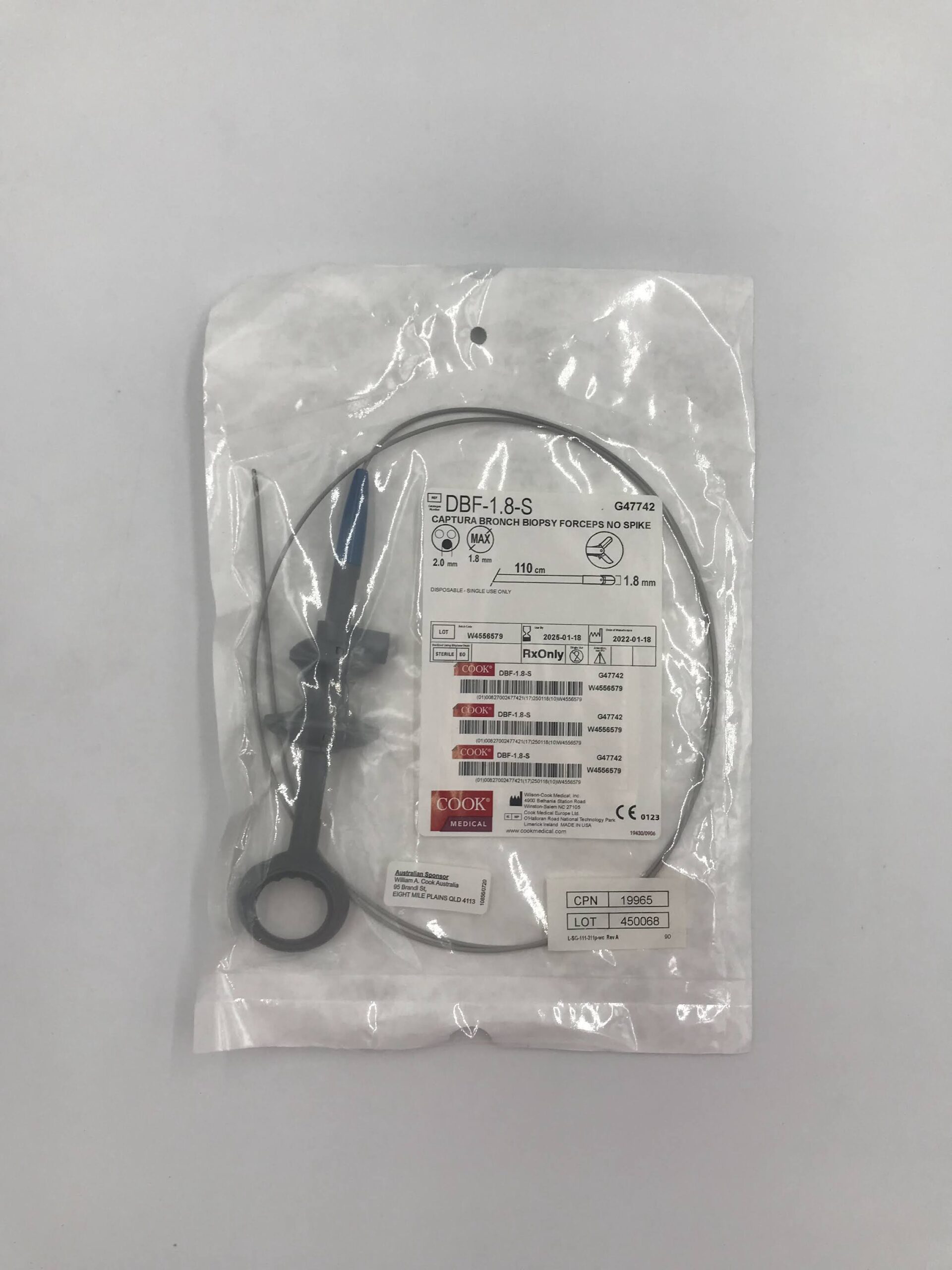 COOK G47742 CAPTURA BRONCH BIOPSY FORCEPS NO SPIKE 2.0MM / 110CM / 1.8MM