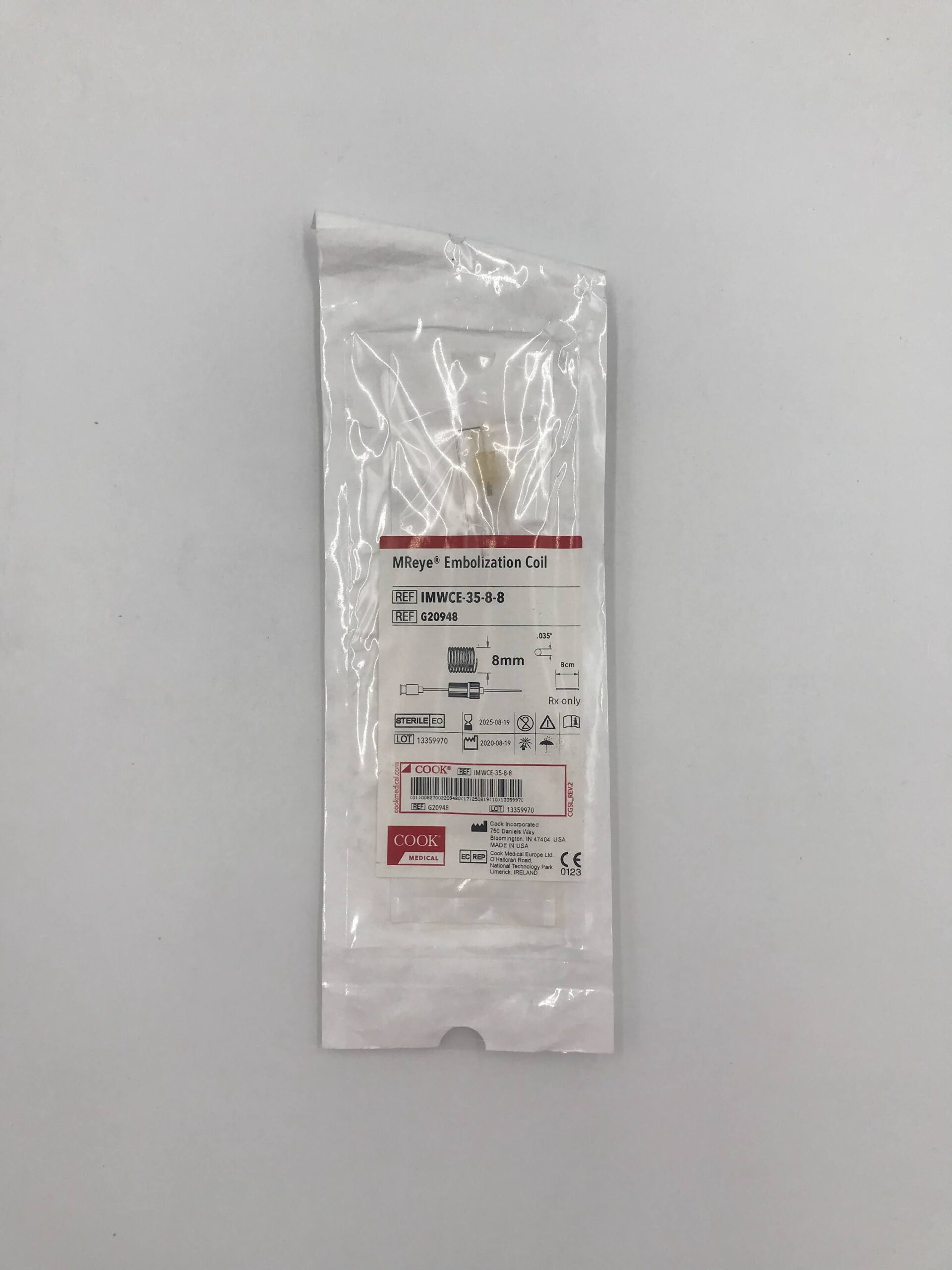 COOK G20948 MREYE EMBOLIZATION COIL 8MM / 8CM. 0.035" DIAM.