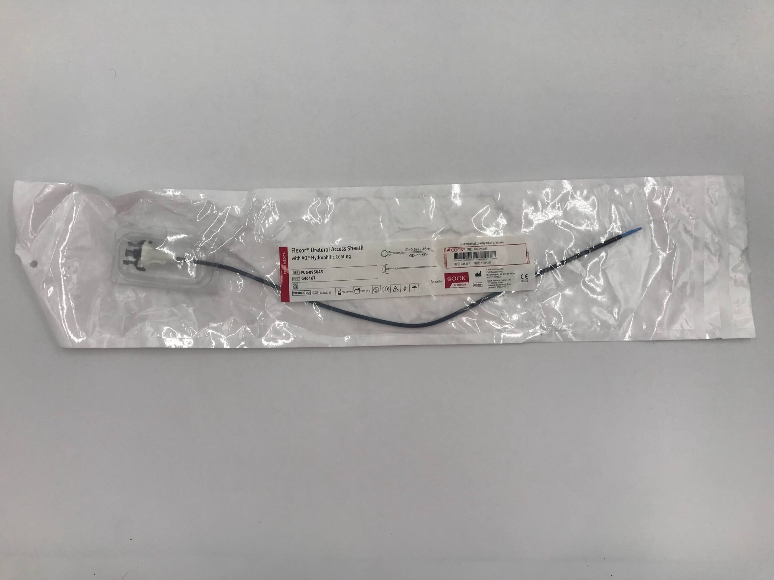 COOK G46167 FLEXOR URETERAL ACCESS SHEATH W/AQ HYDROPHILIC COATING ID=9.5FR/45CM, OD=11FR (X)