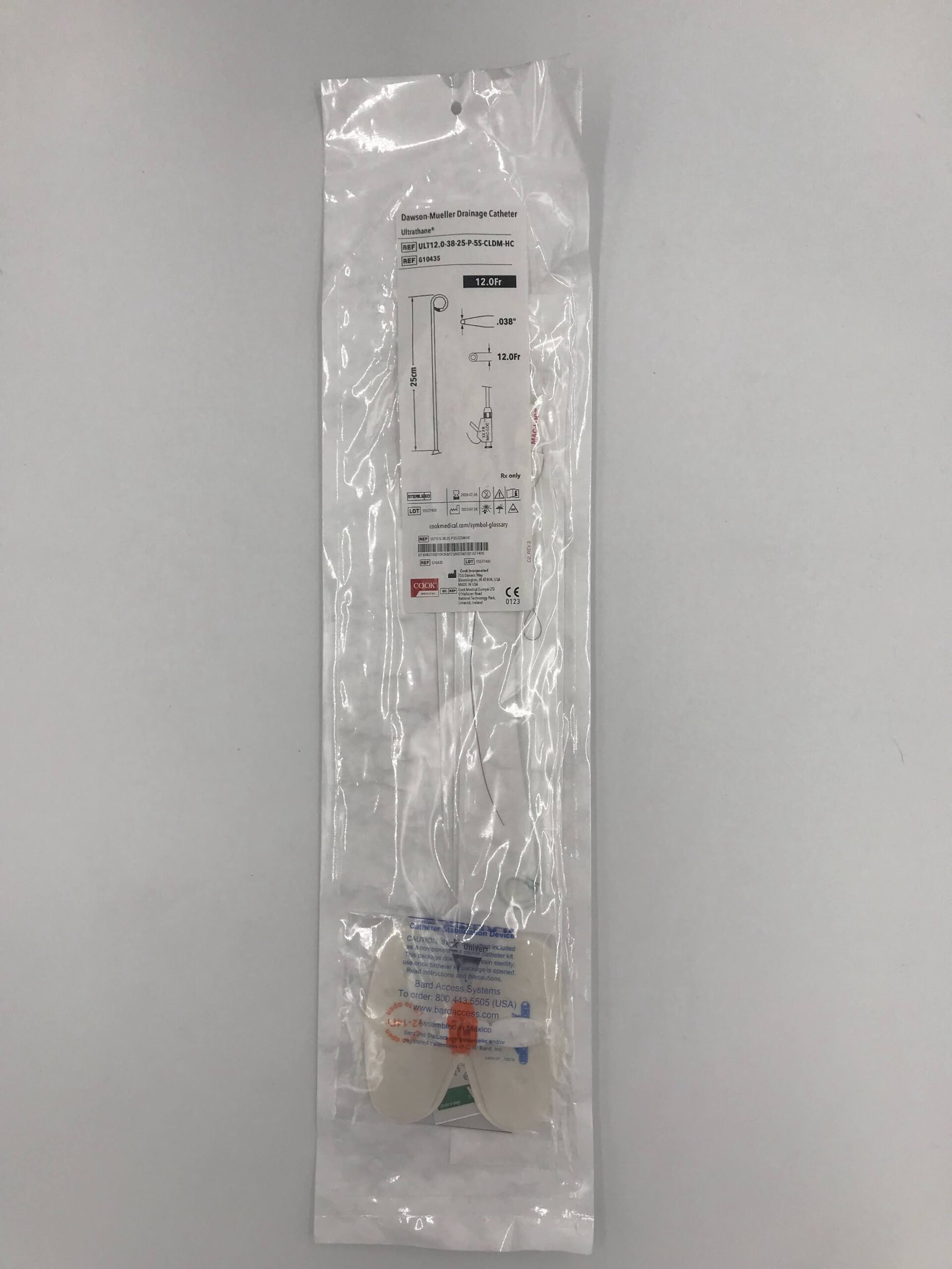 COOK G10435 DAWSON-MUELLER DRAINAGE CATHETER ULTRATHANE 12.0 FR/ 25CM; 0.038" (X)