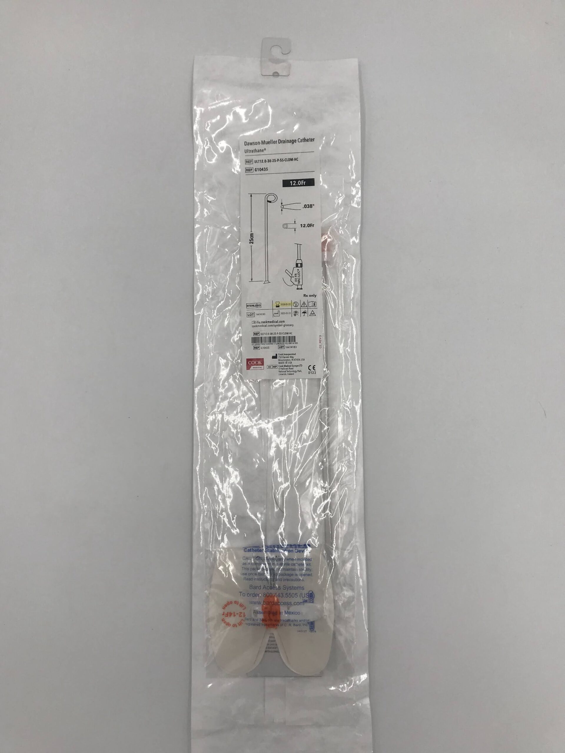 COOK G10435 DAWSON-MUELLER DRAINAGE CATHETER ULTRATHANE 12.0 FR/ 25CM; 0.038" (ID)