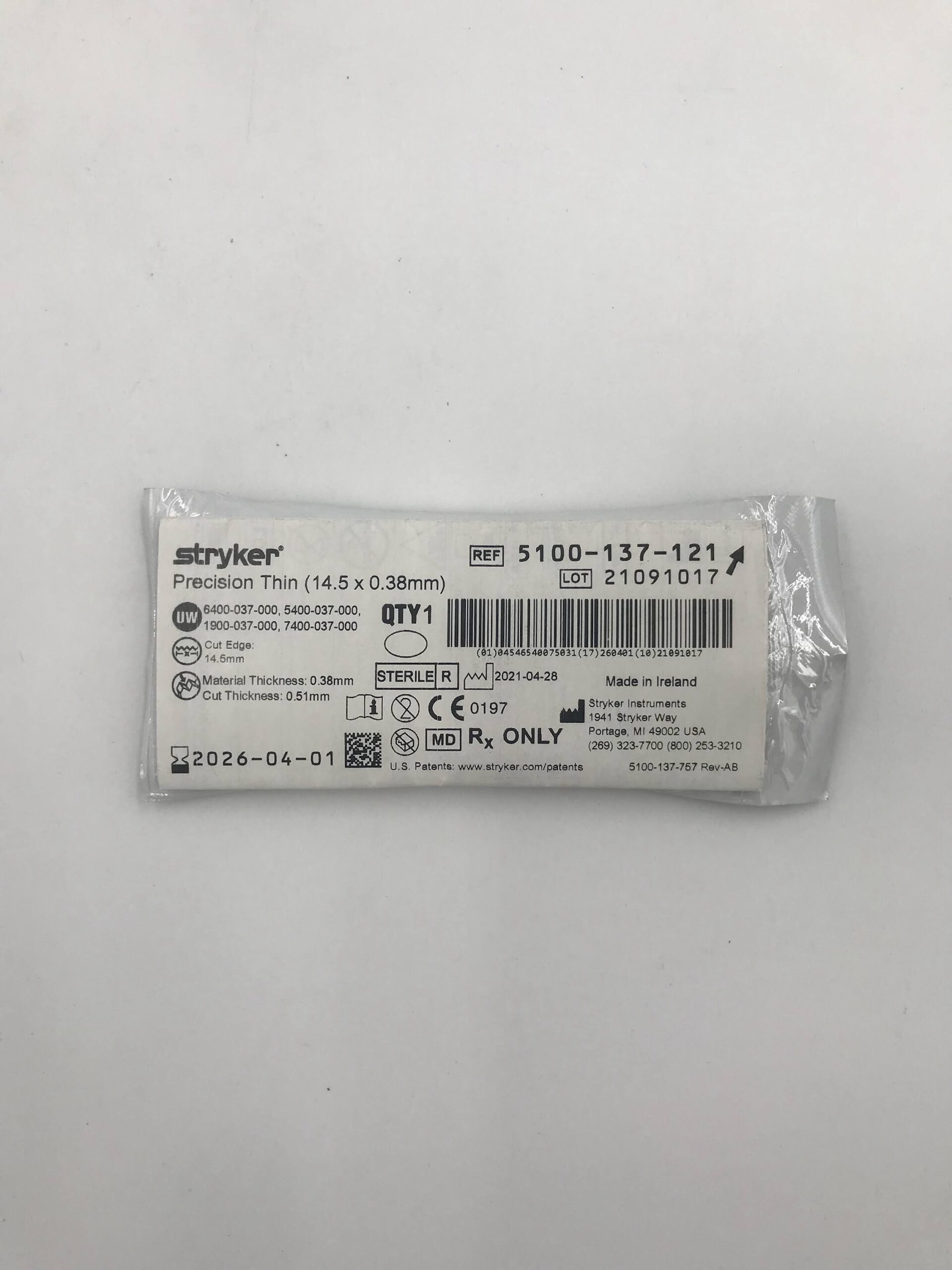 STRYKER INSTRUMENTS 5100-137-121 PRECISION THIN ( 14.5 X 0.38MM) (X)