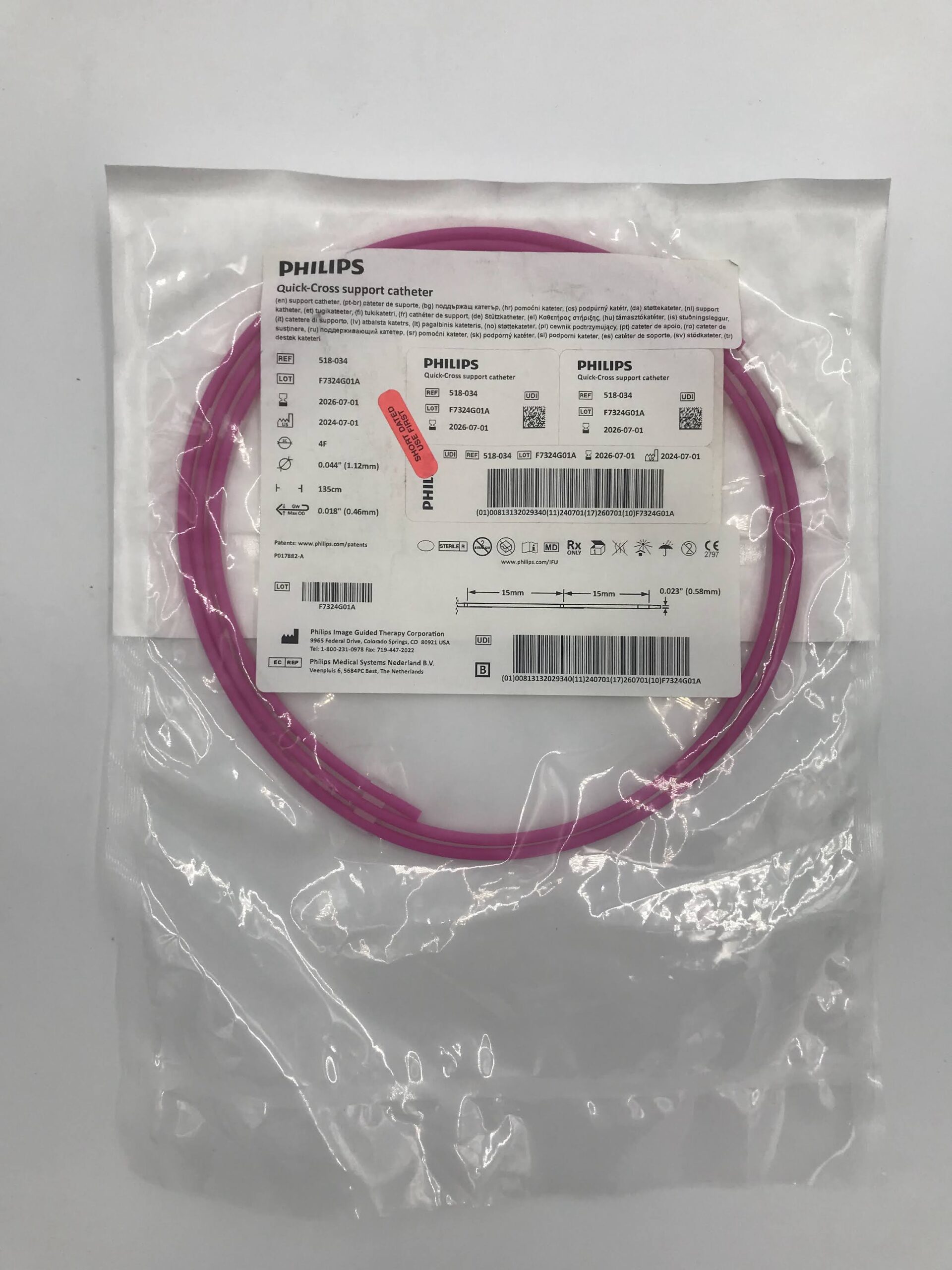 SPECTRANETICS 518-034 QUICK-CROSS SUPPORT CATHETER 135CM (X)