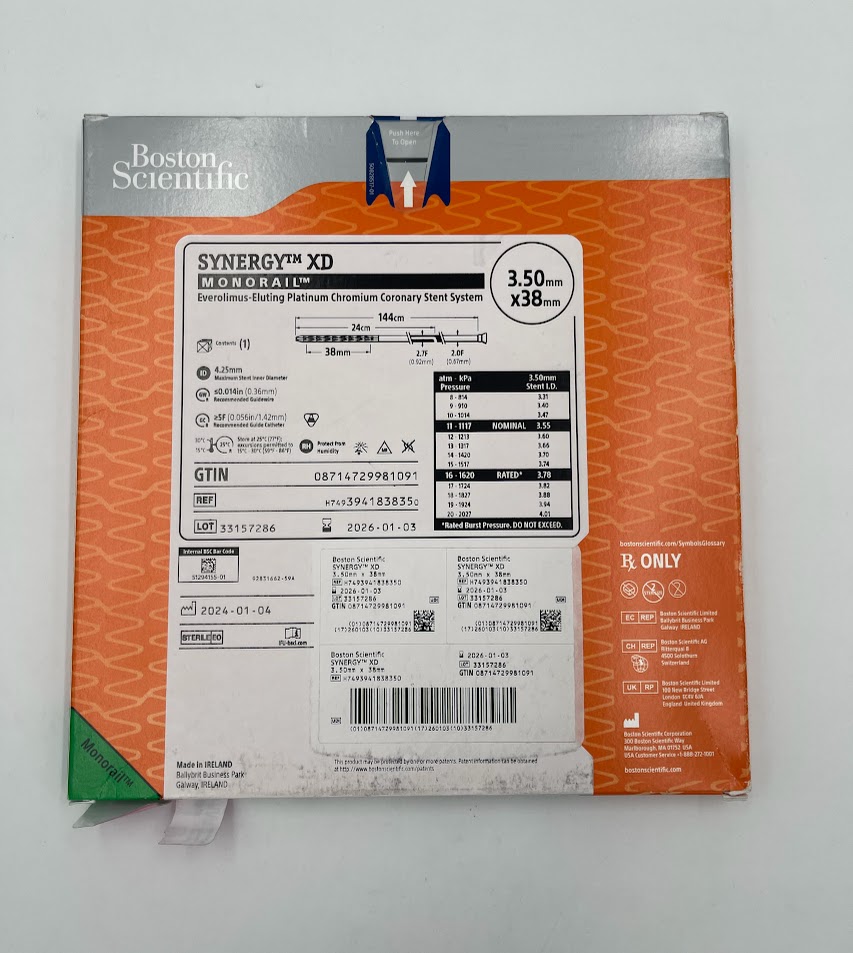 BOSTON SCIENTIFIC 394183835 Synergy XD MONORAIL Everolimus-Eluting Platinum Chromium Coronary Stent System, 3.50mm x 38mm (X)