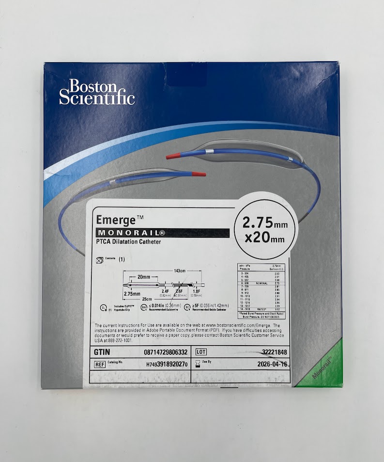 BOSTON SCIENTIFIC 391892027 Emerge MONORAIL PTCA DIlatation Catheter, 2.75mm x 20mm (X)