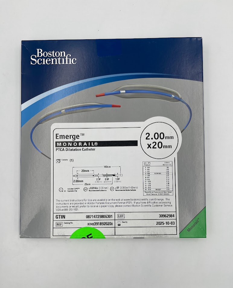 BOSTON SCIENTIFIC 391892020 Emerge Monorail PTCA Dilatation Catheter, 2.00mm x 20mm (X)