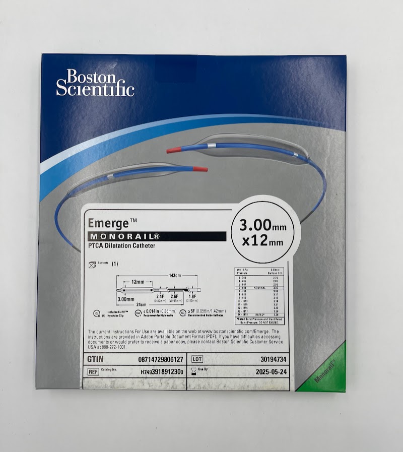 BOSTON SCIENTIFIC 391891230 Emerge MONORAIL PTCA Dilatation Catheter, 3.0mm x 12mm (X)