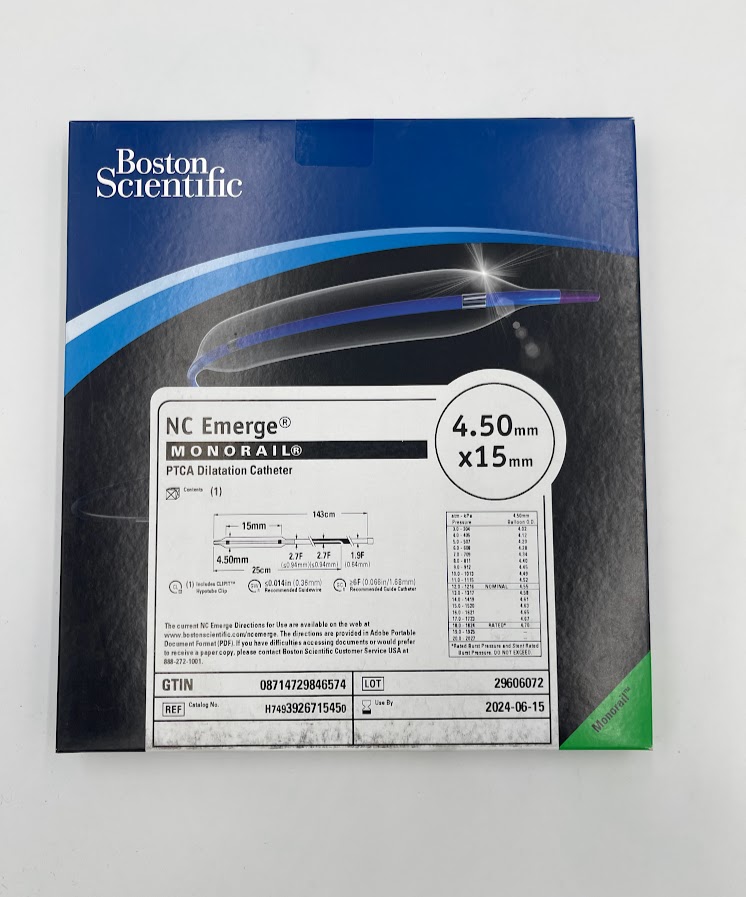 BOSTON SCIENTIFIC 392671545 NC Emerge MONORAIL PTCA Dilatation Catheter, 4.50mm x 15mm (X)