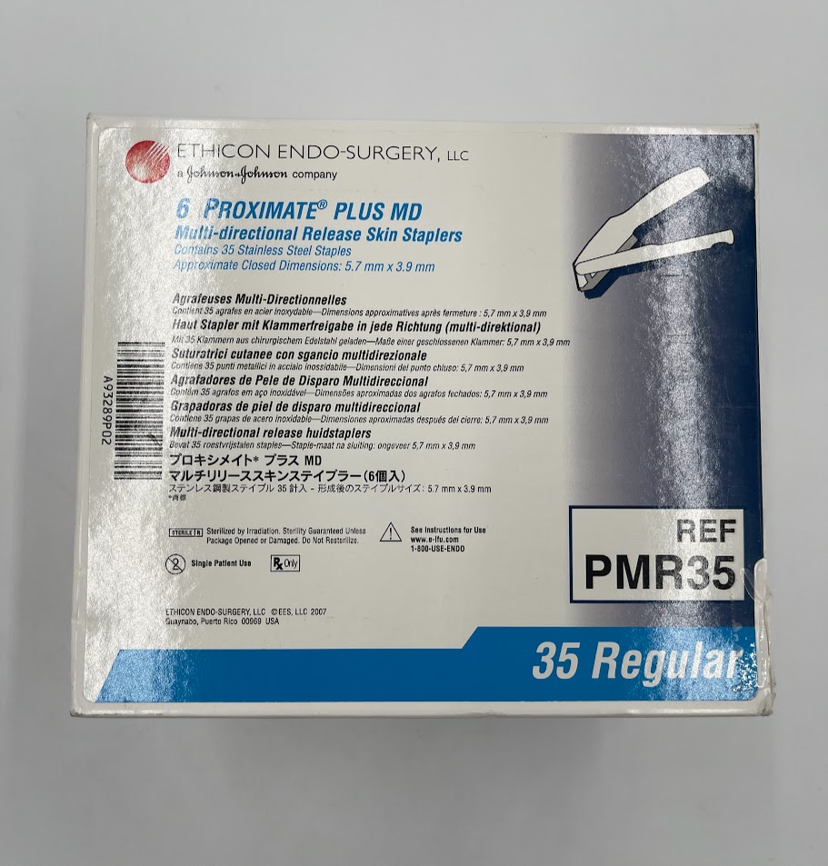 ETHICON PMR35 6 PROXIMATE PLUS MD Multi-Directional Release Skin Staplers, Contains 35 Stainless Steel Staples, 5.7mm x 3.9mm (6/BOX) (X)
