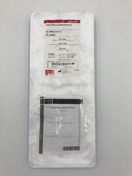 COOK G58403 Arterial Pressure Monitoring Set 2.5FR / 5CM