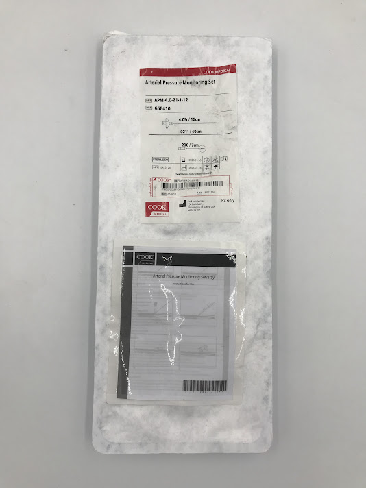 COOK G58410 Arterial Pressure Monitoring Set 4.0FR / 12CM