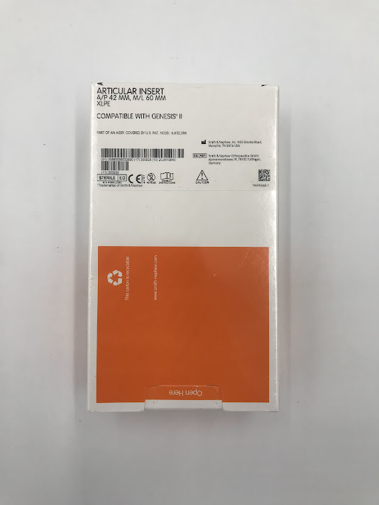 SMITH & NEPHEW 71453102 Articular Insert A/P 42mm, M/L 60mm XLPE Compatible With Genesis II