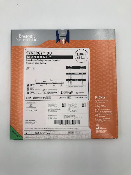 BOSTON SCIENTIFIC 394181635 Synergy XD Monorail Everolimus-Eluting Platinum Chromium Coronary Stent System 3.0mm x 16mm (X)