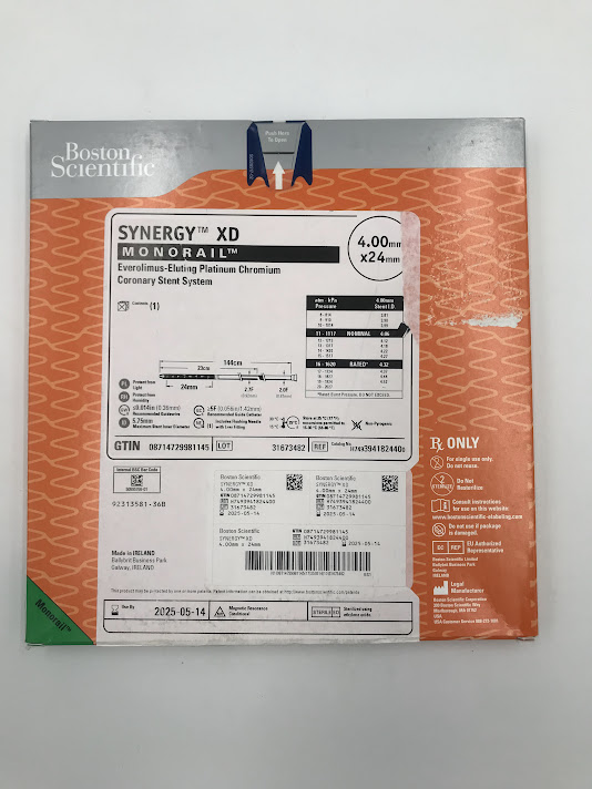 BOSTON SCIENTIFIC 394182440 Synergy XD Monorail Everolimus-Eluting Platinum Chromium Coronary Stent System 4.0mm x 24mm (X)