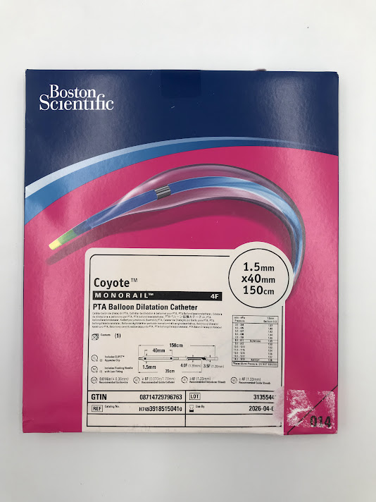 BOSTON SCIENTIFIC 3918515041 Coyote Monorail 4F PTA Balloon Dilatation Catheter 1.5mm x 40mm 150cm (X)