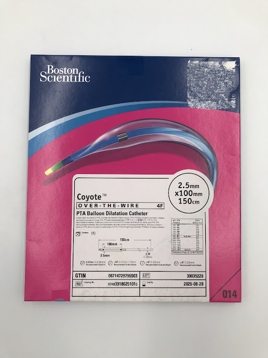 BOSTON SCIENTIFIC 3918625101 Coyote Over The Wire 4F PTA Balloon Dilatation Catheter 2.5mm x 100mm 150cm (X)