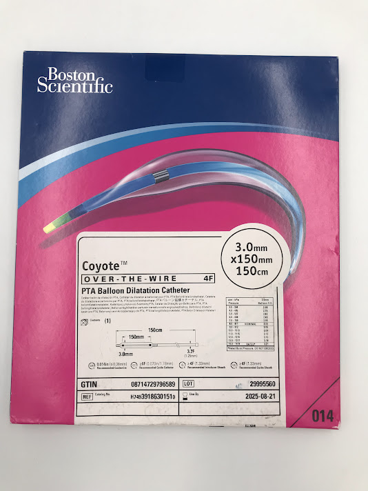 BOSTON SCIENTIFIC 3918630151 Coyote Over-The-Wire PTA Balloon Dilatation Catheter 4F 3.0mm x 150mm x 150cm (X)