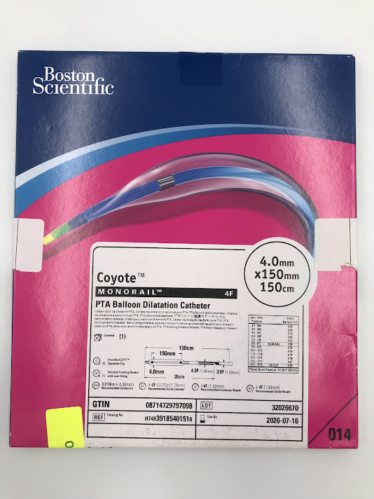 BOSTON SCIENTIFIC 3918540151 Coyote Monorail 4F PTA Balloon Dilatation Catheter 4.0mm x 150mm 150cm (X)