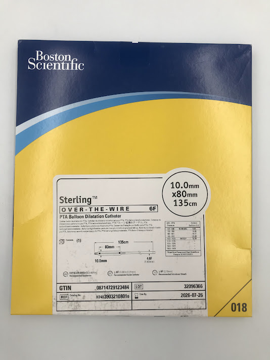 BOSTON SCIENTIFIC 3903210801 Sterling OTW PTA Balloon Dilatation Catheter 6F x 10mm x 80mm x 135cm (X)