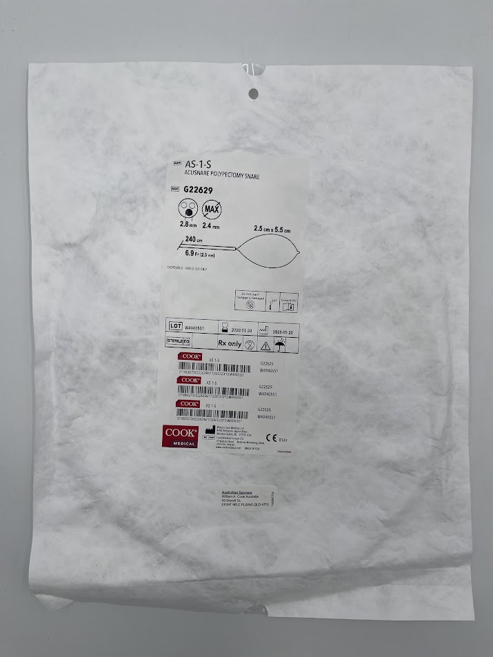 COOK G22629 Acusnare Polypectomy Snare, 2.8mm 2.4mm, 240cm / 6.9Fr, 2.5cm x 5.5cm (ID)