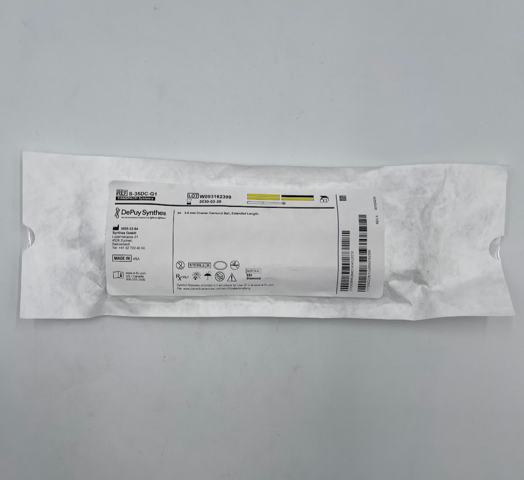 DEPUY SYNTHES S-35DC-G1 Coarse Diamond Ball, Extended Length 3.5mm (ID)