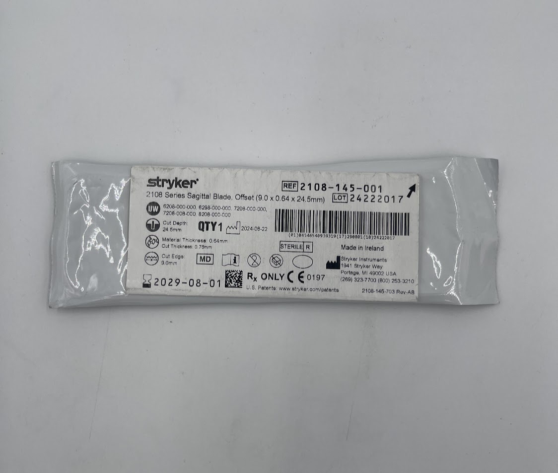 STRYKER INSTRUMENTS 2108-145-001 2108 Series Sagittal Blade, Offset (9.0 x 0.64 x 24.5mm) (ID)