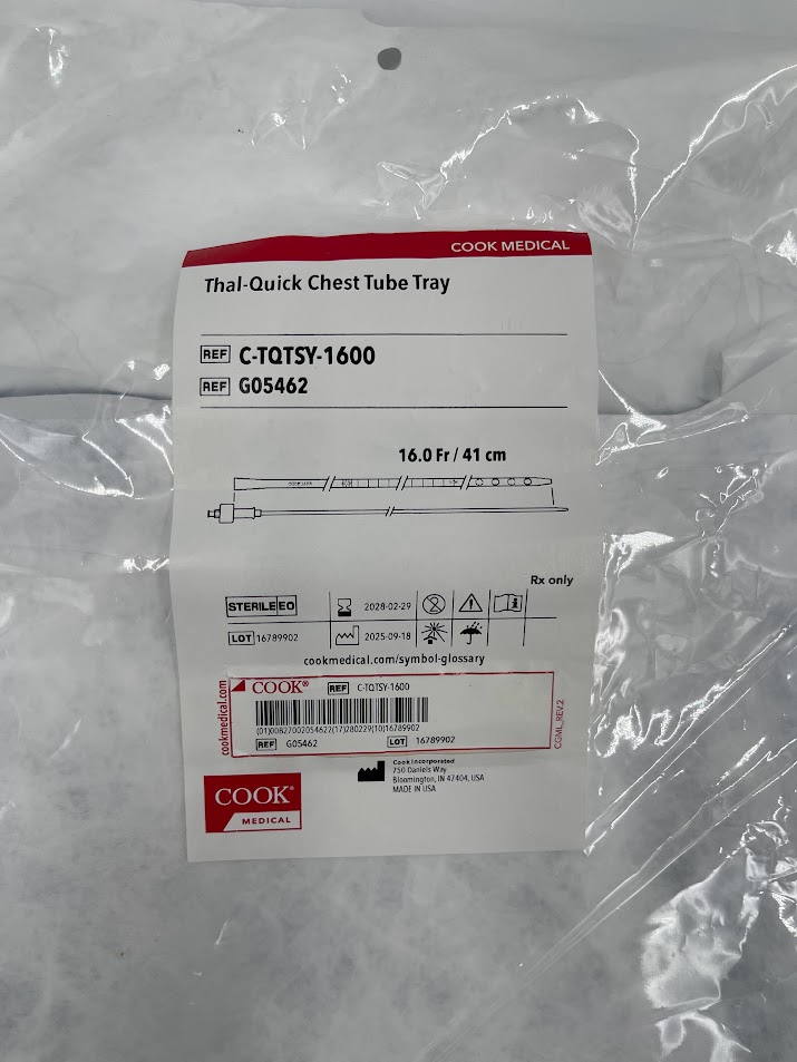 COOK G05462 Thal-Quick Chest Tube Tray, 16.0Fr / 41cm (ID) - Image 2