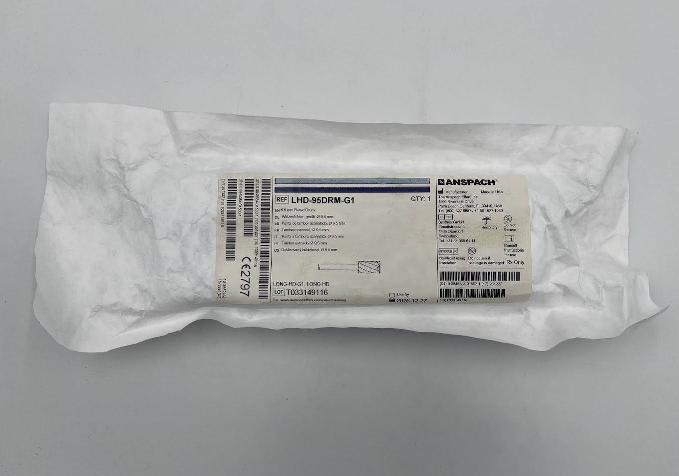 ANSPACH LHD-95DRM-G1 Fluted Drum, 9.5mm (ID)