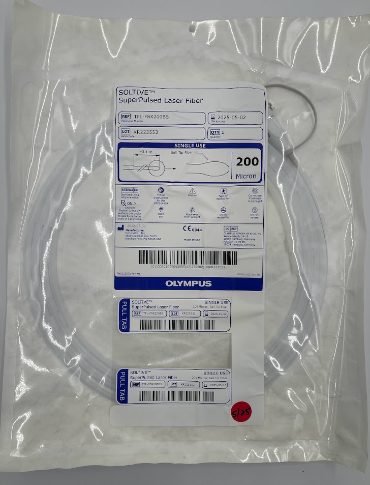 OLYMPUS TFL-FBX200BS Soltive SuperPulsed Laser Fiber - Single Use, Ball Tip Fiber ~3.1m 200 Micron (X)