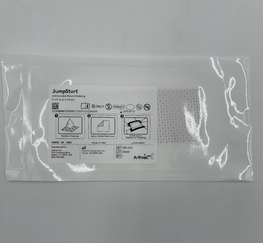 ARTHREX ABS-4025 JumpStart Antimicrobial Wound Dressing, 2" x 5" (5cm x 12.5cm) (ID)
