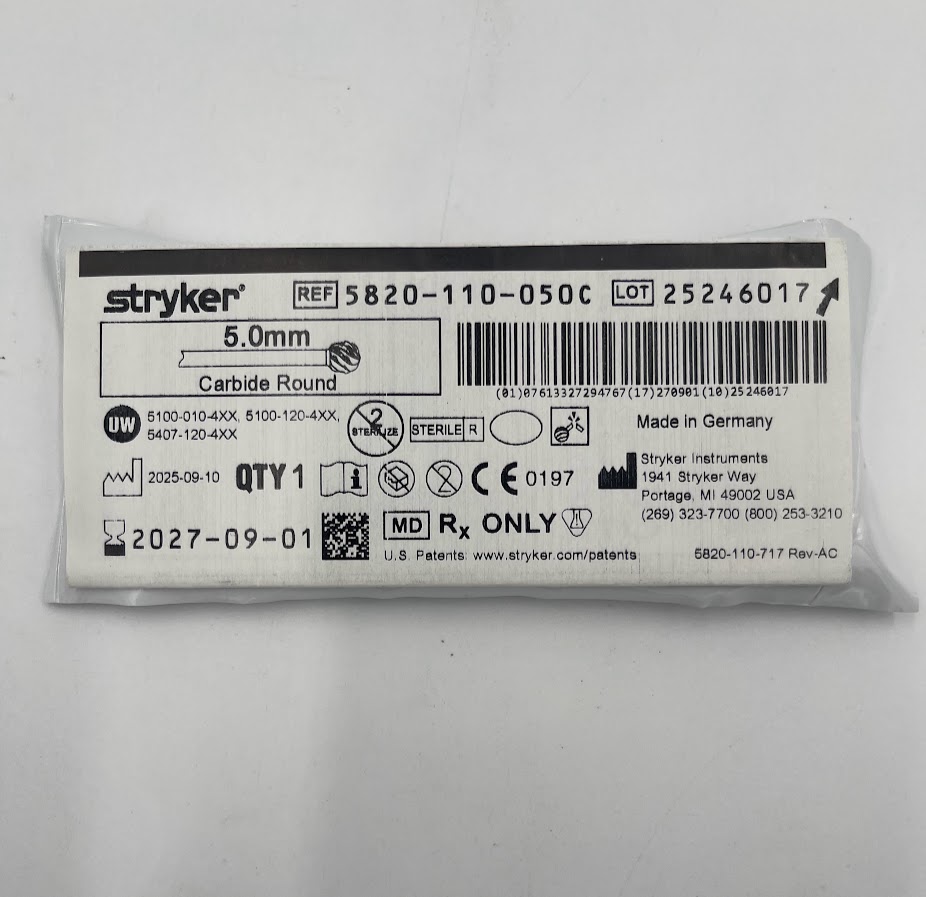 STRYKER 5820-110-050C Carbide Round Bur, 5.0mm (ID)