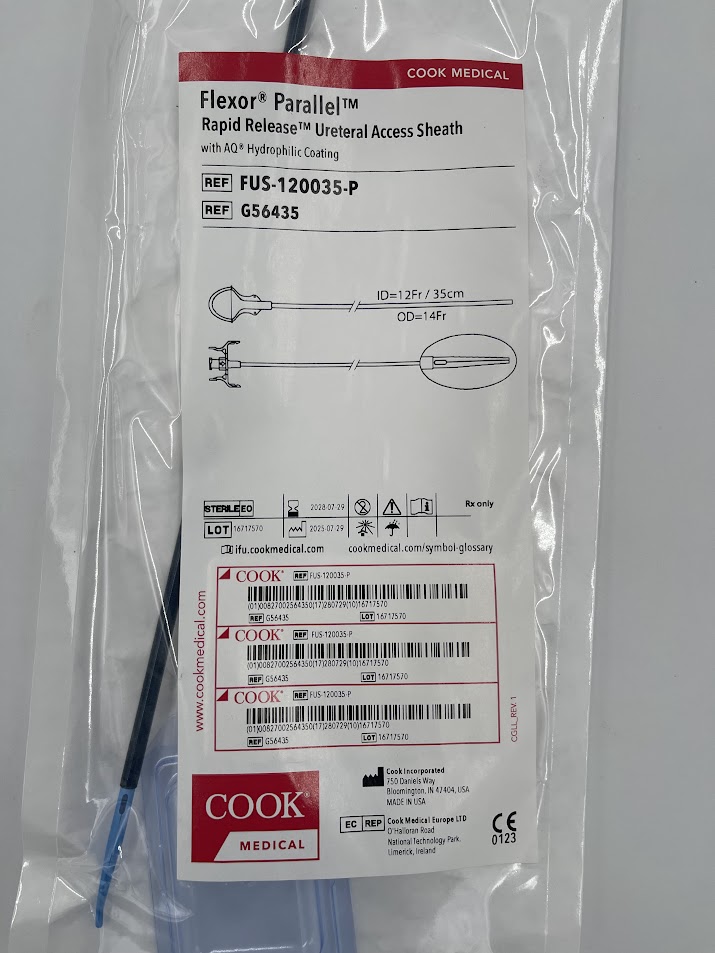 COOK G56435 Flexor Parallel Rapid Release Ureteral Access Sheath w/ AQ Hydrophilic Coating, ID=12Fr / 35cm; OD=14Fr (ID)